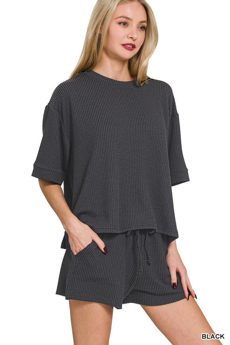 Curvy Luxe Lounge Ribbed Short Set