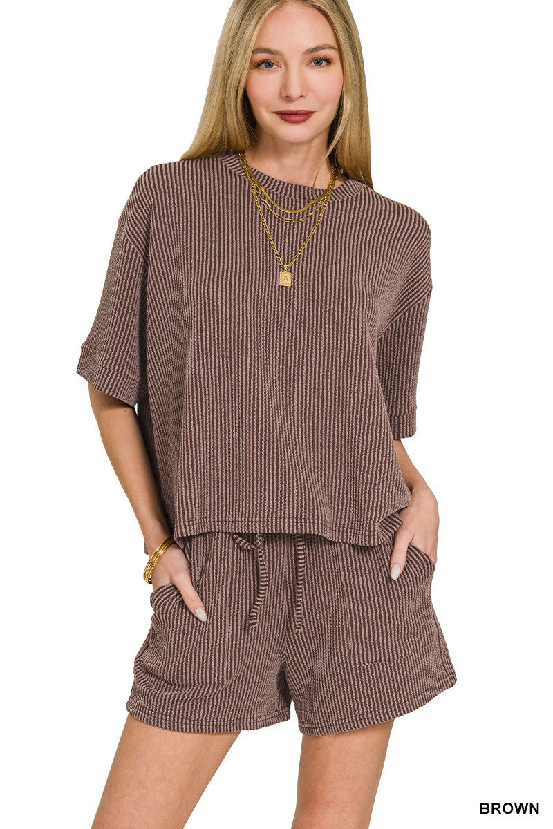 Curvy Luxe Lounge Ribbed Short Set